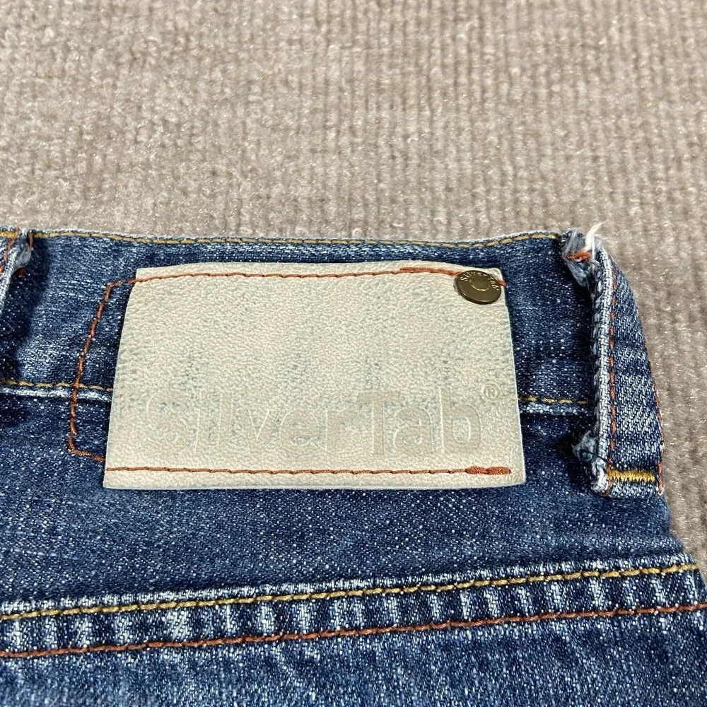 Levis Silvertab Jeans Mens 41x30 Baggy Fit Dark Wash Blue Denim Faded Skater Y2K